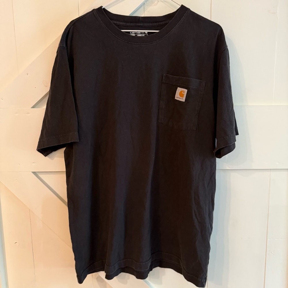 Carhartt Shirt Mens Medium Black Loose Fit K87 Pocket Tee Workwear Cotton Logo